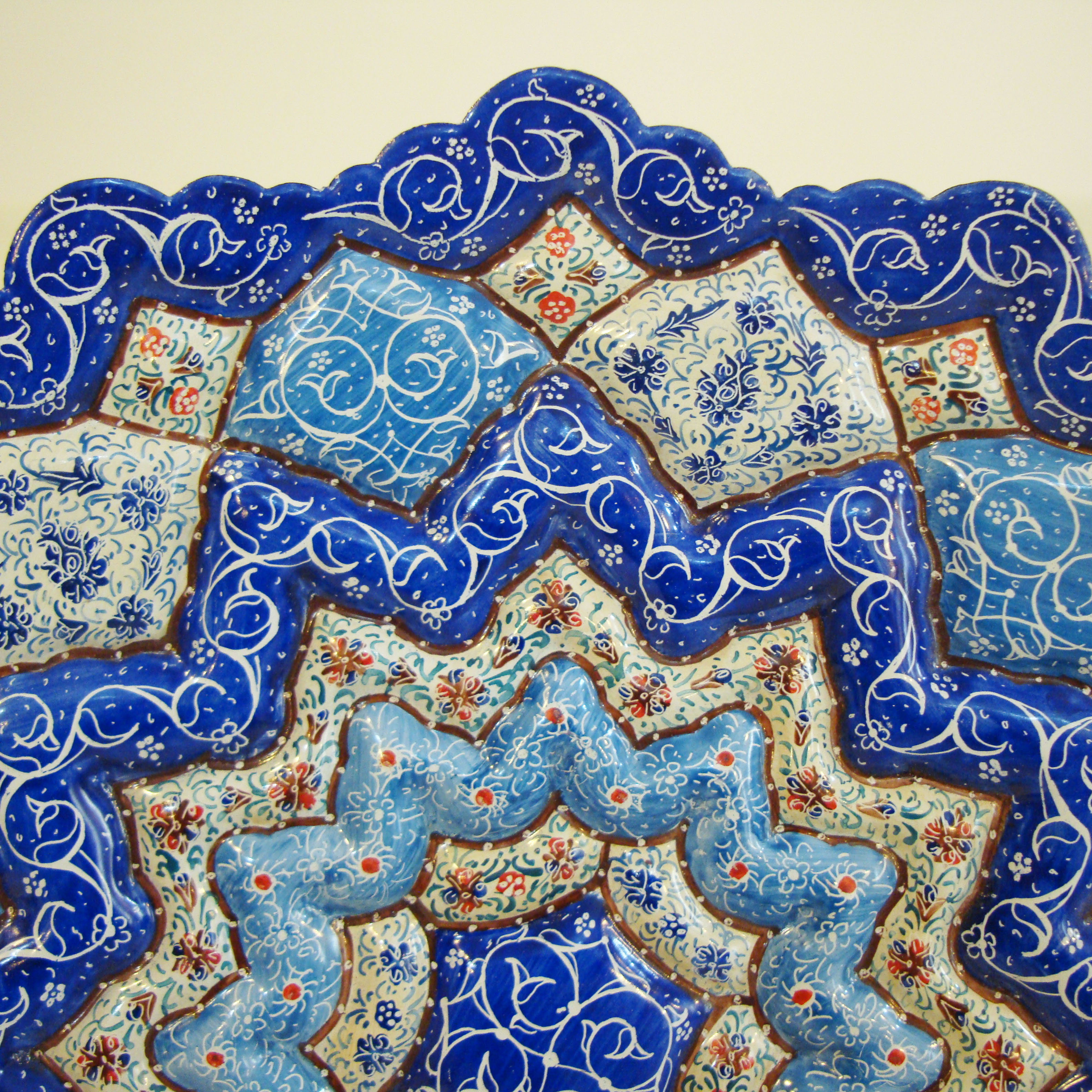 Iranian Handicraft Enameled Wall Hanging Plate (Eslimi design) 25 cm